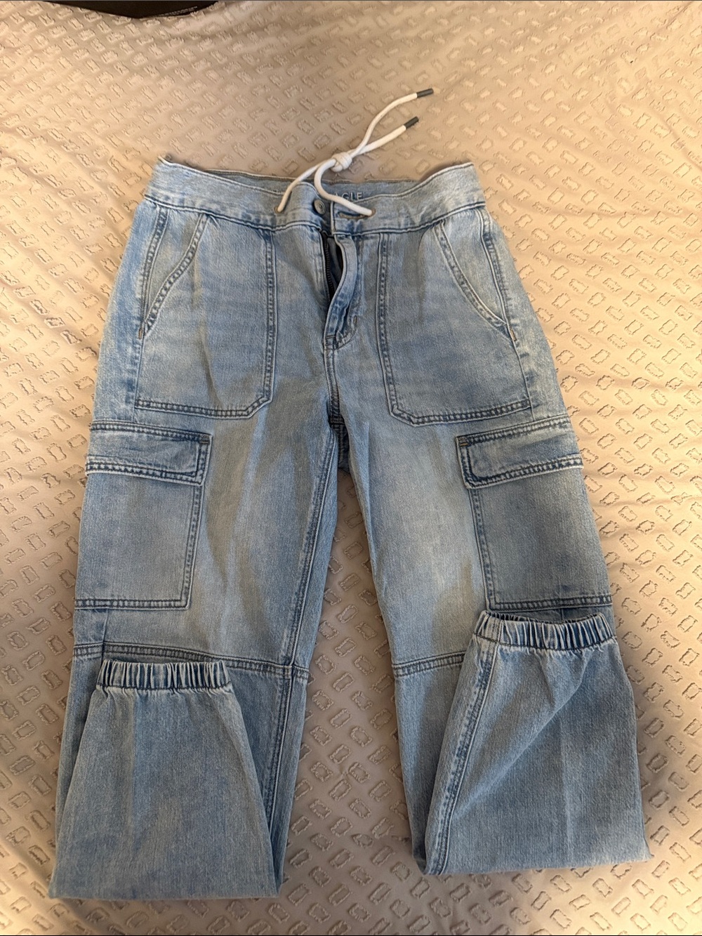 American Eagle Outfitters Light Blue Relaxed Denim Cargo Jeans